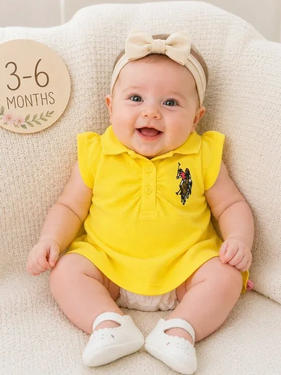 U.S Polo Assn. Baby Girls Yellow Polo Shirt 3-6 M