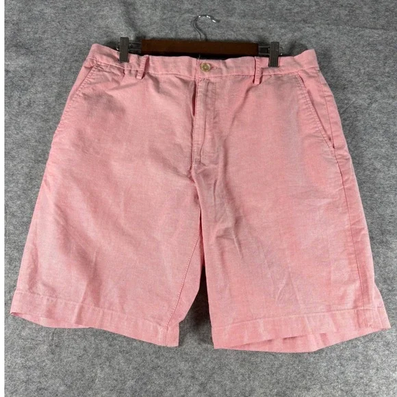 Chaps Mens Bermuda Oxford Shorts Pink Stretch Cotton Size 36 10 Inseam 210K00