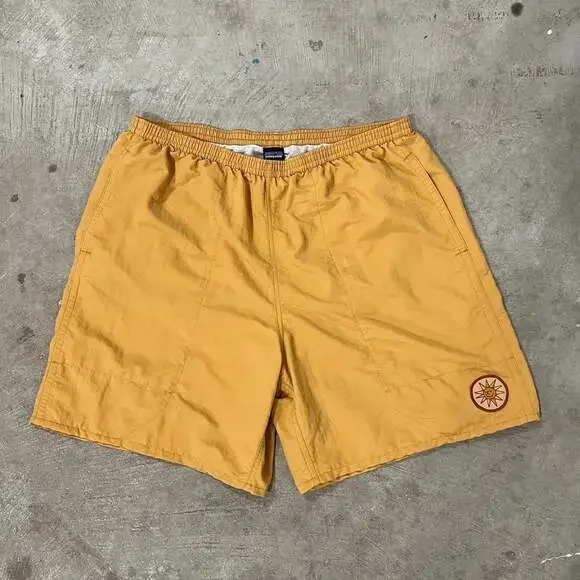 Vintage Patagonia Baggies Shorts Men's Large Mustard Yellow Sun Patch