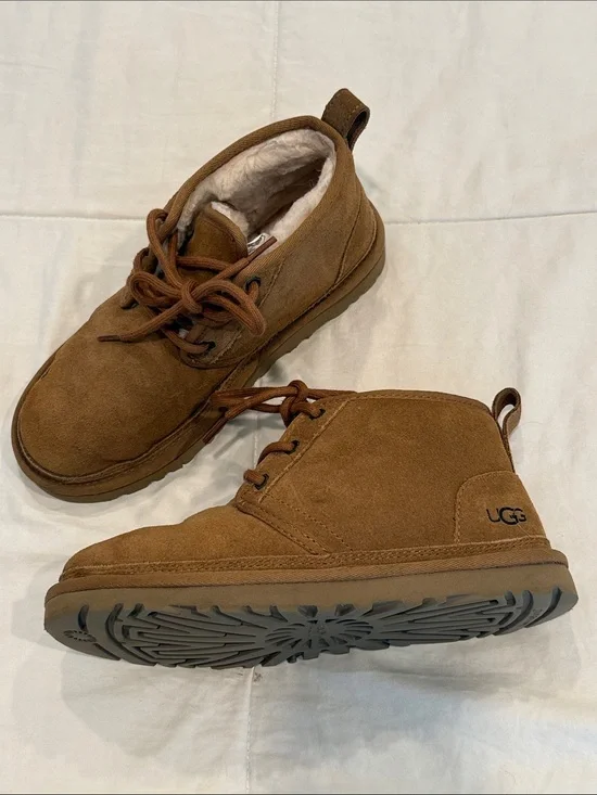 UGG Chestnut Suede Lace-Up Ankle Booties