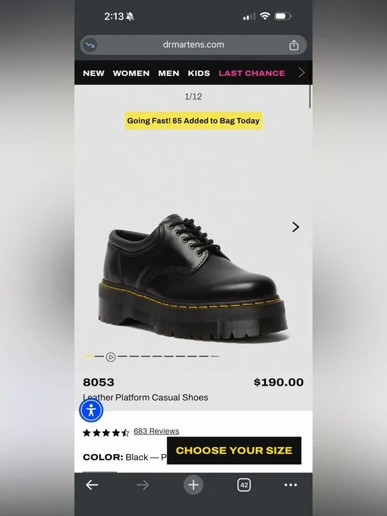 Dr. Martens 8053 Leather Platform Casual Shoes — Black