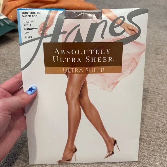 Hanes Absolutely Ultra Sheer Gentlebrown Tights - Size E