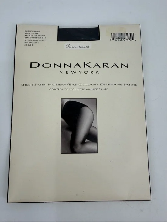 Donna Karan New York Pantyhose Medium Sheer Satin VTG Night Purple Style 265