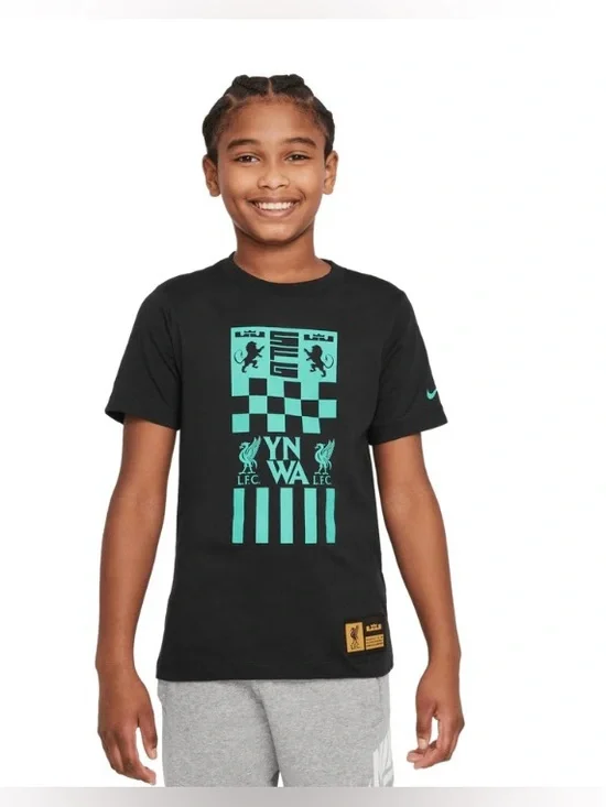 Nike Youth LeBron James x Liverpool Max 90 Black short sleeve T shirt  Size M