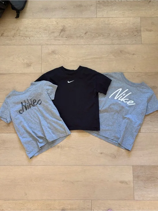 3 Nike Girls Short-Sleeve Tees in Black and Gray - Trio Pack - Size M