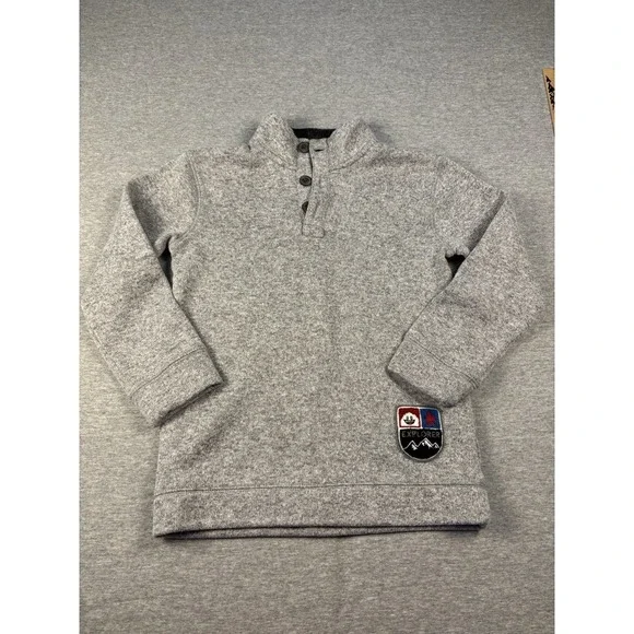 365 Kids Garanimals Boys Size 8 Gray Heather Pullover Sweater 3 Buttons Explorer