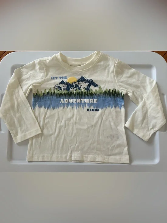 Bearpaw Boys Longsleeve shirt “Let the adventure begin” size 24 months NWOT