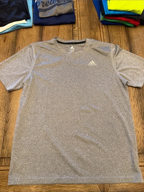 adidas Gray Heather Short Sleeve Athletic Tee