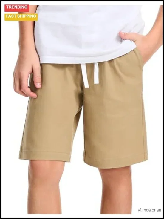 Boys Stretch Chino School Uniform Shorts Size 7-14