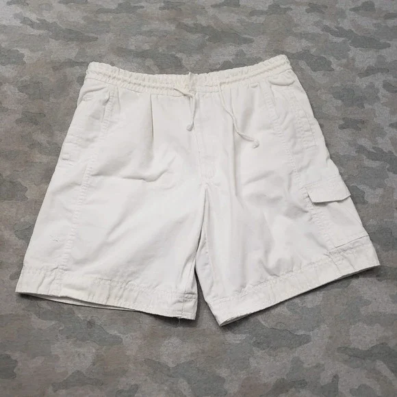 Vintage Weeds Shorts Mens 36 White Cargo Pockets Drawstring Hook N Loop