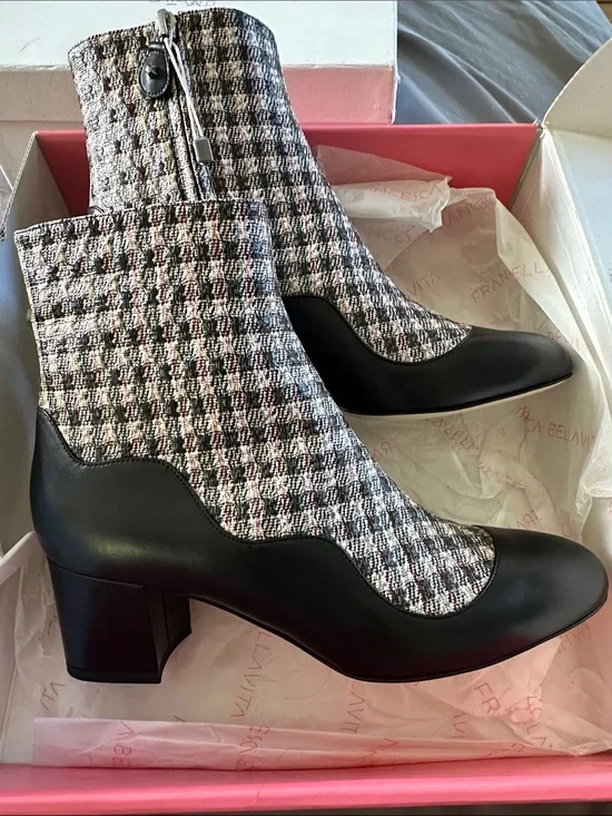 NIB Francesca Bellavita Baby Girl Tweed  Booties! Sz 39/US 8  Italy Amazing