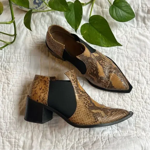 LAX Snake Embossed Leather Ankle Booties