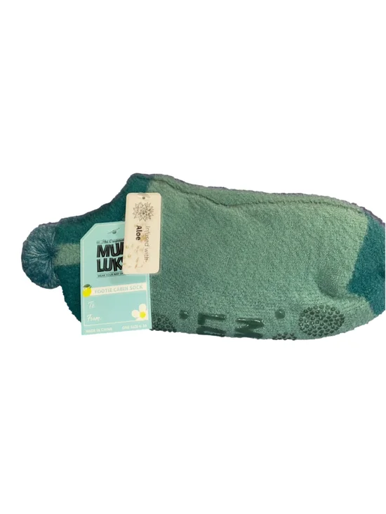 Women's Muk Luks Footie Cabin Socks One Size Green Teal