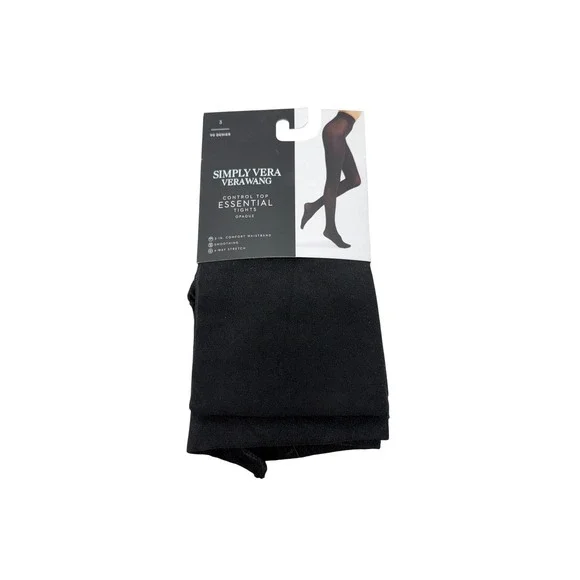 Simply Vera Wang Control Top Essential Tights Black 90 Denier Opaque Size 3
