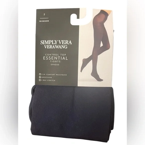 Simply Vera‎ Wang Tights Women Sz 2 Small Navy Comfort Stretch 90 Denier NEW