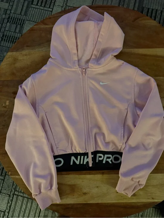 Nike Light Pink Cropped Hooded Zip Jacket