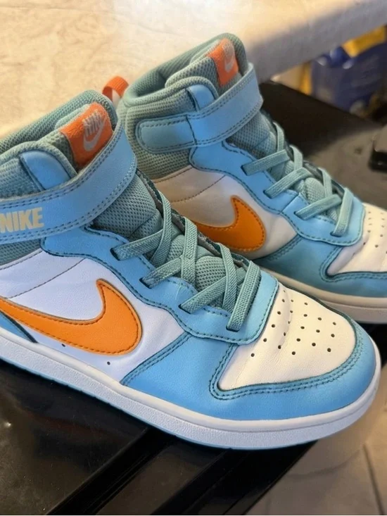 Nike Court Borough Mid 2 (Aquarius Blue / White / Total Orange) 2Y