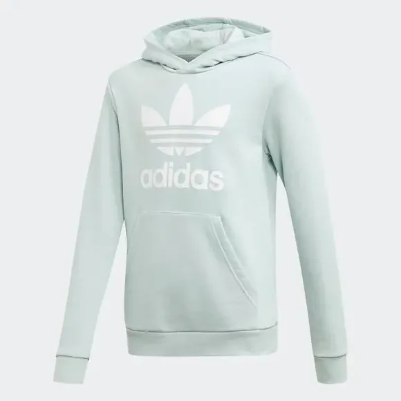 Adidas Kids Unisex Vapour Green / White Trefoil Hoodie Sweatshirt Size XS NWT