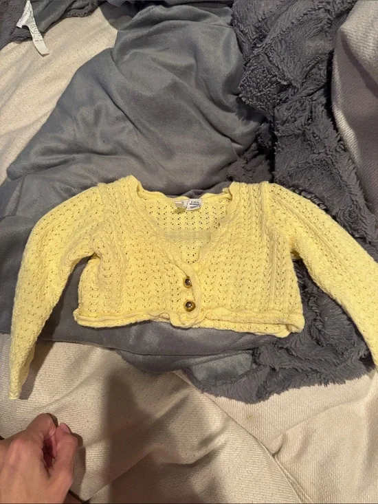 Janie and Jack Pale Yellow Cropped Knit Cardigan