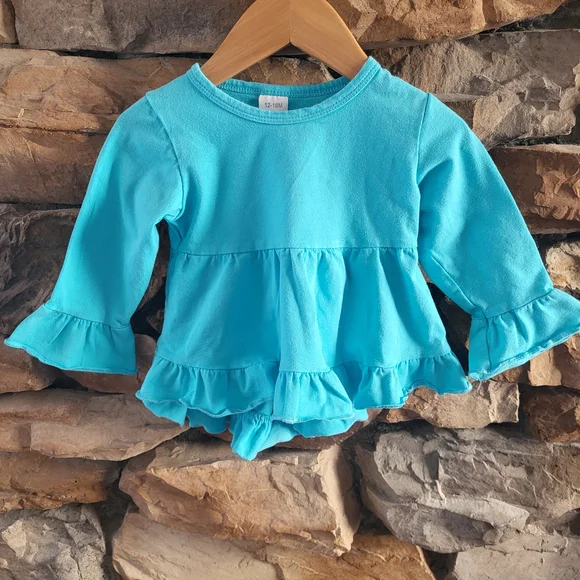 Bright Blue Long-Sleeve Tee For Baby Girl