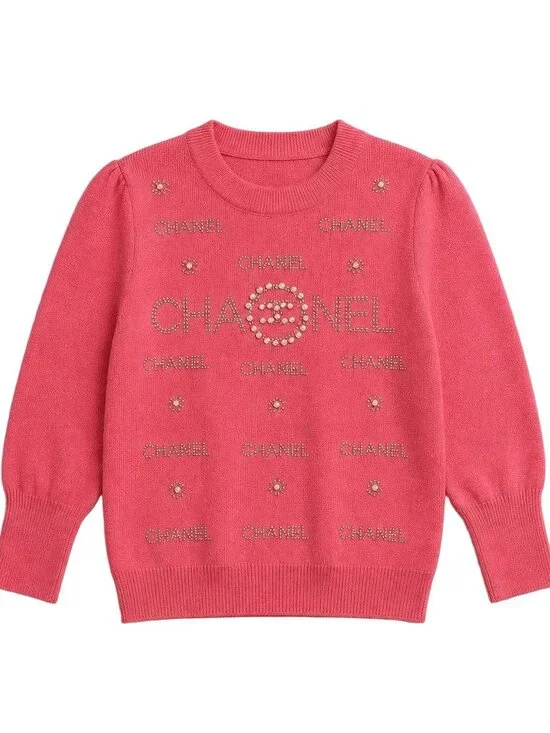 Premium Luxury Designer Pink Cotton Knit Sweater