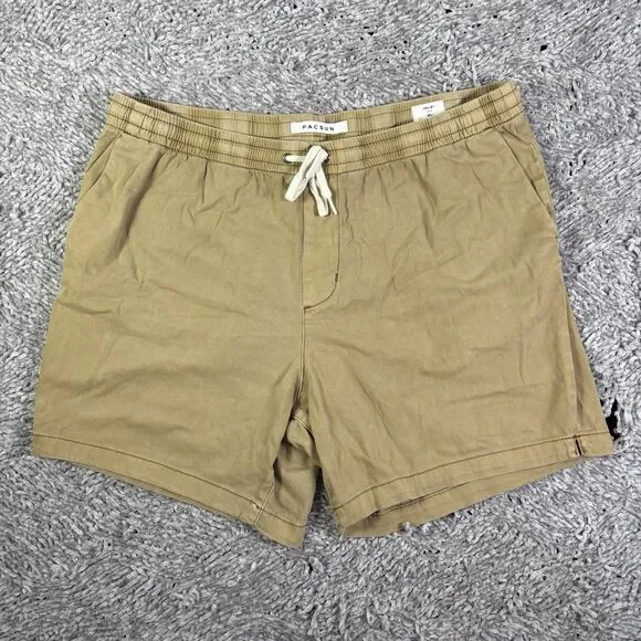 Pacsun Volley Shorts Mens XL Brown Athletic Chino Drawstring Preppy Golf Summer