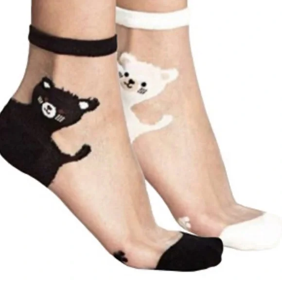 Stems Women's Sheer Cats Two Pair Pack Socks - NWT - Luxury for Legs