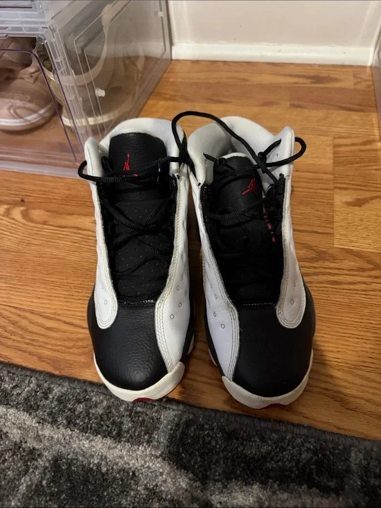 Nike Black & White Basketball Shoes with Red Logo