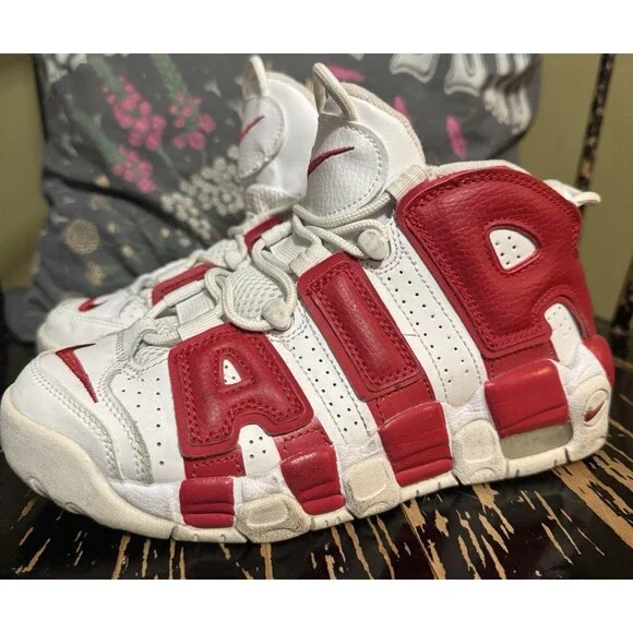 Vintage NIKE 2015 Air More Uptempo White & Red 415082-100 Youth Size 4Y