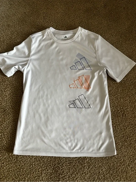 adidas White Tee with Black Logo Accent