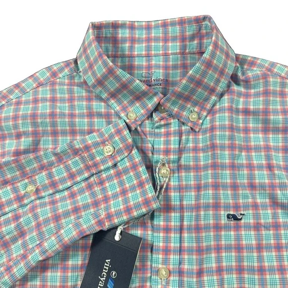 Vineyard Vines Performance Long Sleeve Button Down Whale Shirt Boys Large 16 NWT