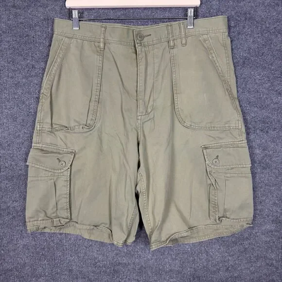 Old Navy Men's Cargo Shorts Size 36 Olive Green Flat Front Cotton Vintage Y2K