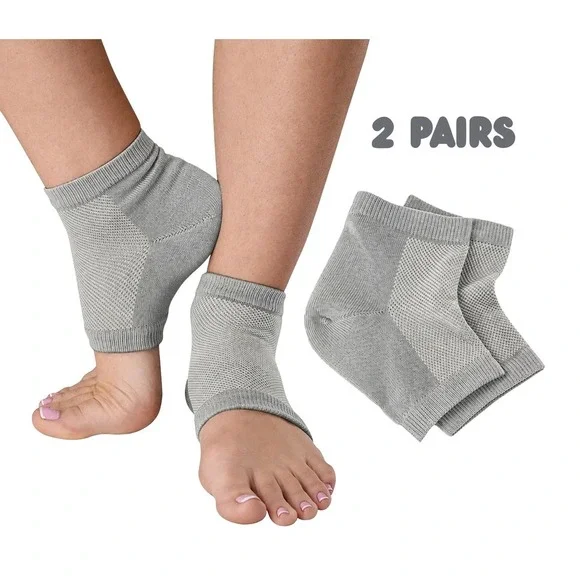 Gold Coast Spa Moisturizing Gel Heel Sleeves 2 Pairs Gray Toeless Spa‎ Socks NWT