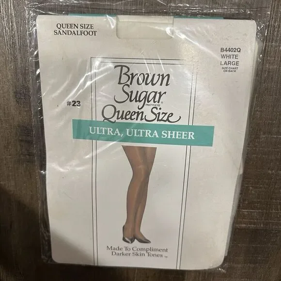 Vintage Leggs Brown Sugar Pantyhose White Size L Ultra Ultra Sheer Queen 200-220