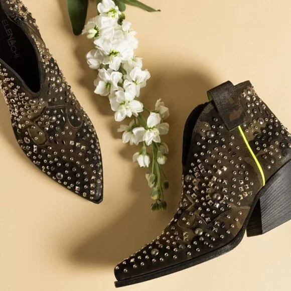 Elena Iachi camo studded booties size 40
