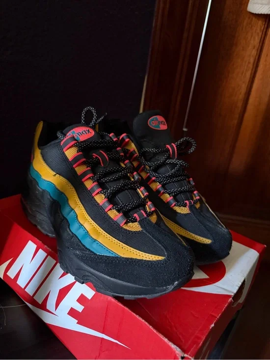 Nike Black Sneakers with Mustard Yellow & Teal Panels