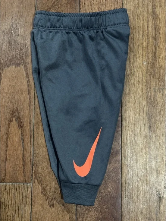 Nike Baby Toddler Athletic Pants 6M Dark Gray with Orange Swoosh