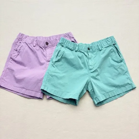 BearBottom Shorts Stretch Elastic Waist 5.5” Chino Shorts (2) Purple Teal Size L