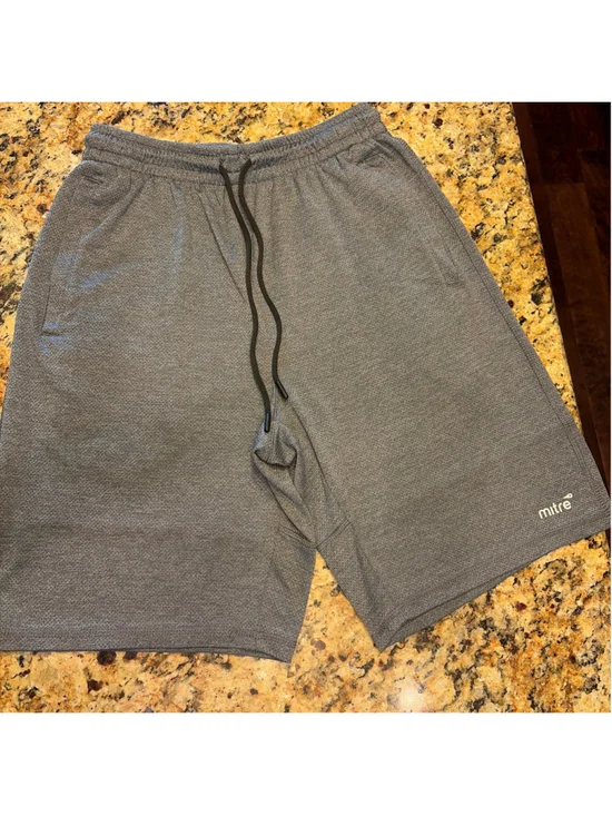 Mitre Men’s Athletic Shorts Size Small Gray Drawstring Moisture Wicking 0078
