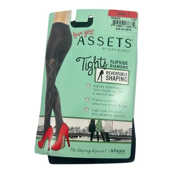 Assets by Sara Blakely Flipside Diamond Reversible Shaping Tights Black‎ Size 1