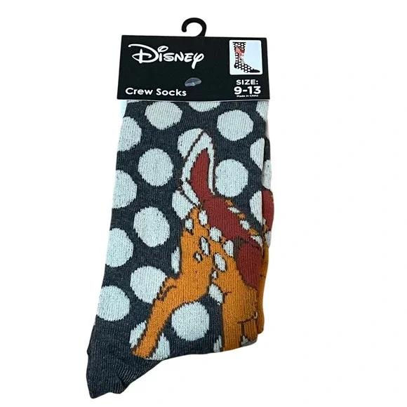 Disney Bambi Thumper Polka Dot Crew Socks Women's Size 9-13‎ NWT