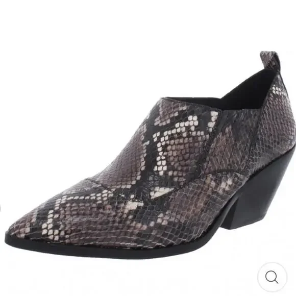 Vince Camuto Jetera Snake-Embossed Leather Bootie Shoes Size 8
