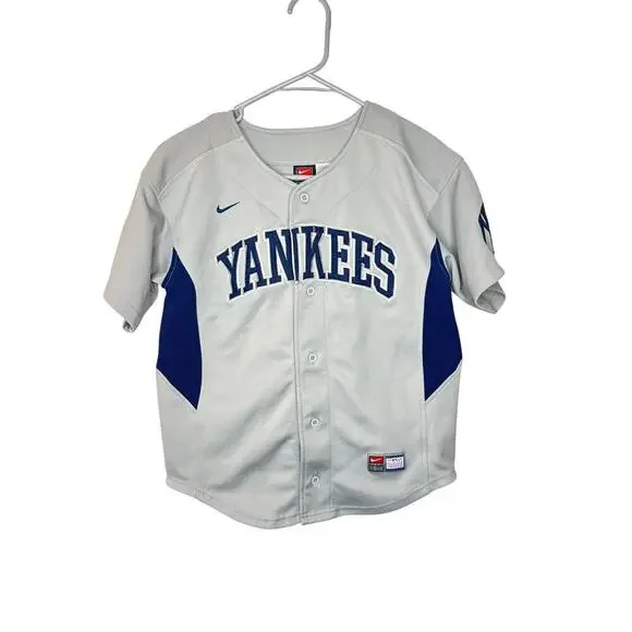 Nike Yankees Jersey Youth Medium Johnson #41 MLB RN 81917 Button Down Vintage