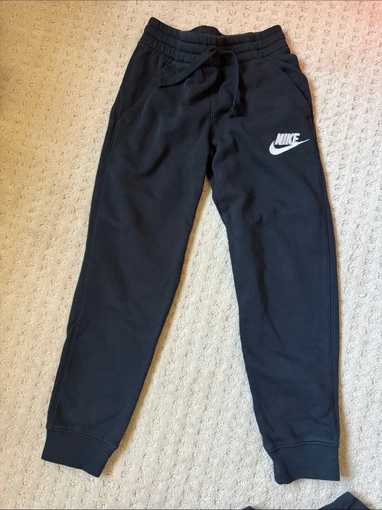 NWOT Nike Kids Black Jogger Sweatpants with White Swoosh
