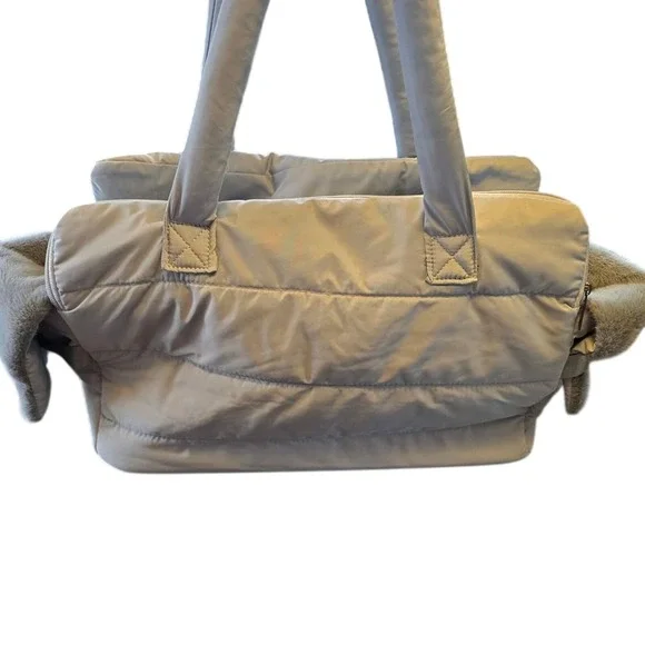 Symphony Pet Small Dog Handbag Carrier‎ Faux Fur Mesh Fabric Gray