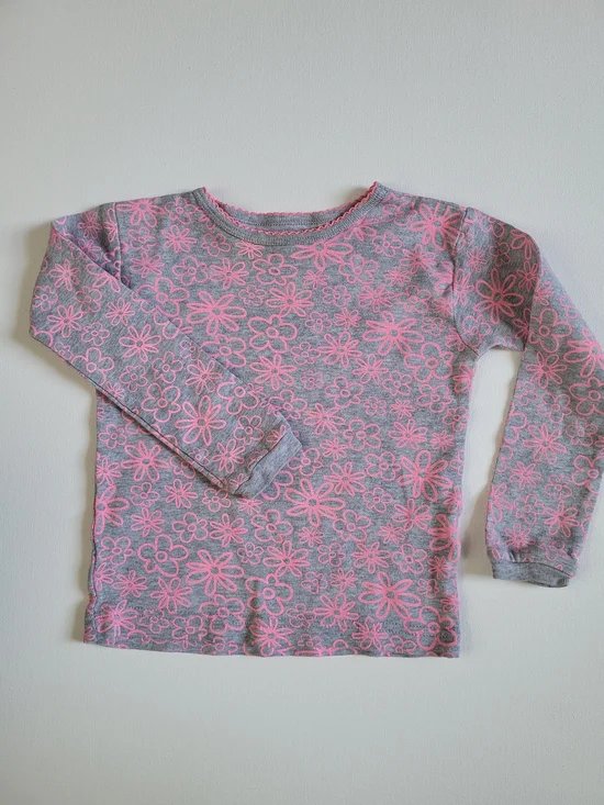 Girls' Pink Floral Long Sleeve Top