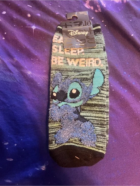 Disney Women’s No-Show Socks with Stitch in Teal, Black, Pink