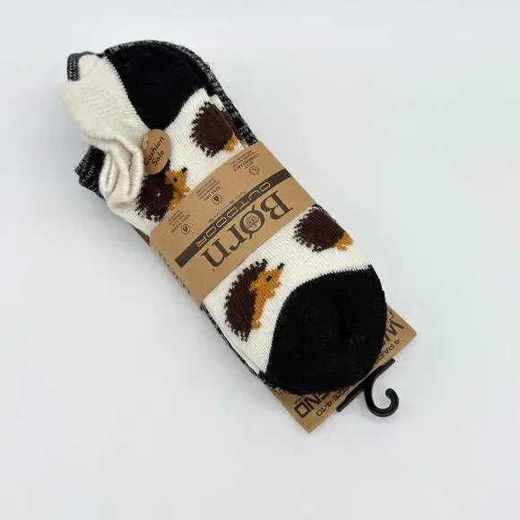 Born Socks Hedgehog 4 Pack Wool Blend Outdoor No Show Women’s Size 4-10 NEW