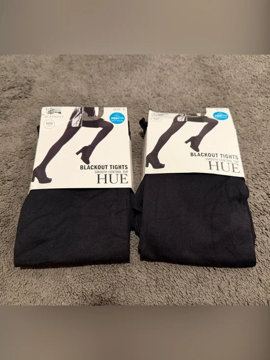HUE Black Opaque Blackout Tights - Black - Size 5