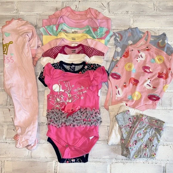 Babygirl 3/6m spring & summer onesie top footie bundle!!